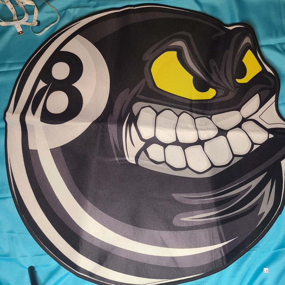 Black and Yellow 8-Ball Graphic Rug